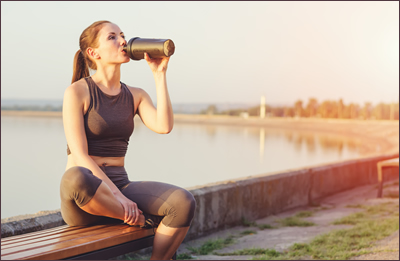 Woman drinking a protein shake